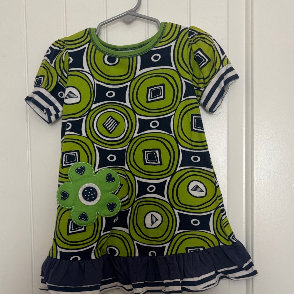 Stylish Green and Blue Kids Casual Dress